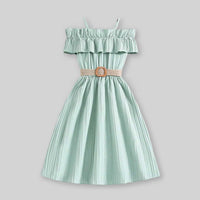 Girls Off Shoulder Fit & Flare Dress Casual Dresses   