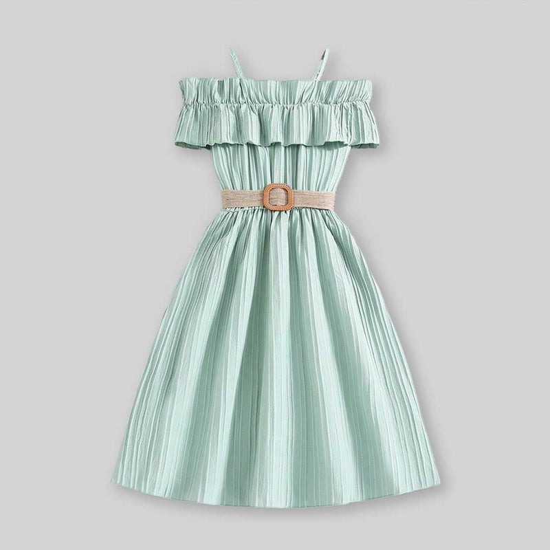 Girls Off Shoulder Fit & Flare Dress Casual Dresses   