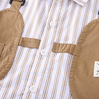 Boys Khaki Striped Short Sleeve Shirt With Shorts Set 2 pc. Sets