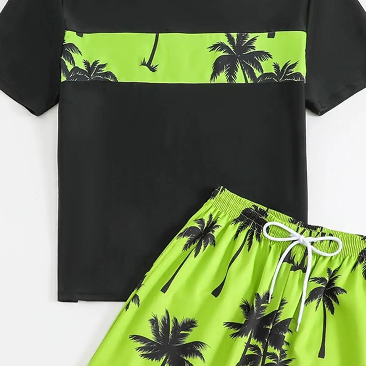 Boys Black Tropical Printed Short Sleeves T-Shirt & Shorts Swimsuit Sets Sets
