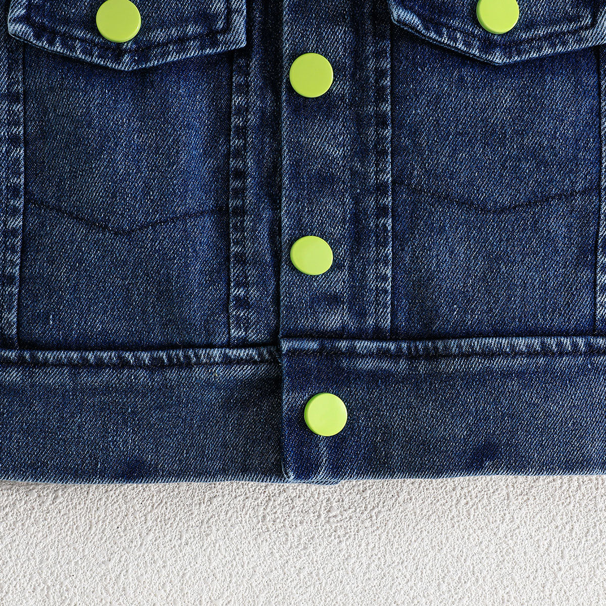 Girls Sleeveless Denim Jacket With Camisole Top And Green Pleated Skirt Set 3 pc. Sets