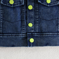 Girls Sleeveless Denim Jacket With Camisole Top And Green Pleated Skirt Set 3 pc. Sets