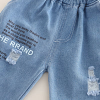 Boys Purple Ombre Dyed Short Sleeves T-Shirt With Denim Pants Set 2 pc. Sets