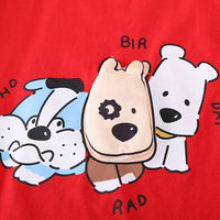 Boys Red Cartoon Printed Short Sleeves T-shirt With Shorts Set 2 pc. Sets