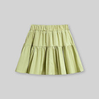 Girls Puff Sleeves Peter Pan Collar Top With Skirt Sets   