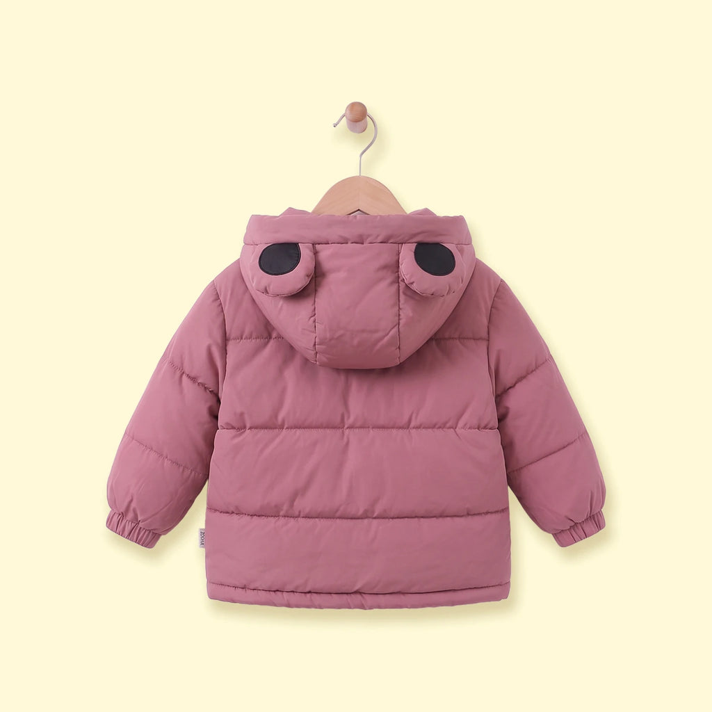 Girls Mauve Fleece-Lined Hooded Puffer Jacket Coats & Jackets