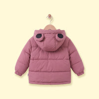 Girls Mauve Fleece-Lined Hooded Puffer Jacket Coats & Jackets