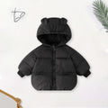 Girls Black Solid Front Zipper Hooded Puffer Jacket Coats & Jackets Black 1-2 Y