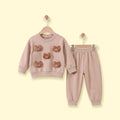 Girls Peach Bear Applique Sweatshirt & Joggers Sets Sets Peach 1-2 Y
