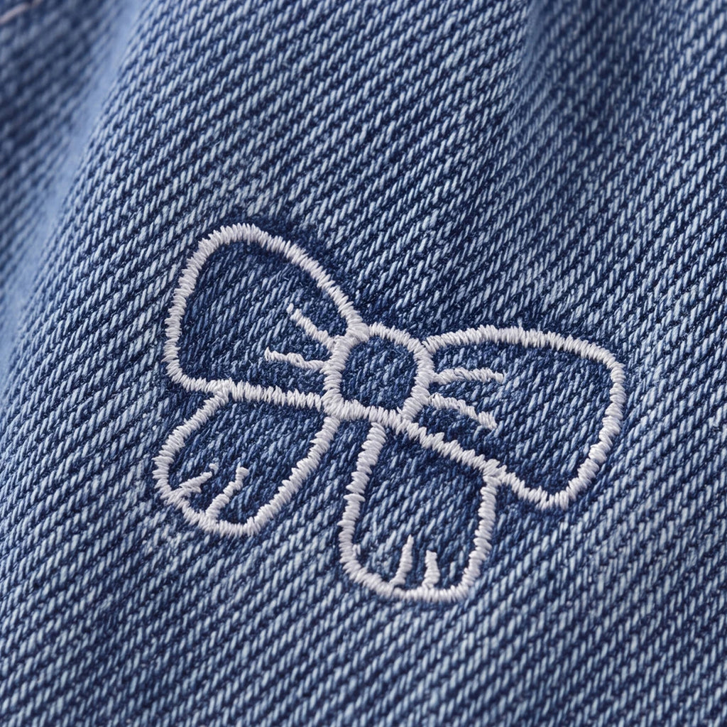 Girls Light Blue Embroidered Elasticated Denim Shorts Shorts