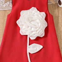 Girls Red Rose Applique A-line Party Dress Party Dresses
