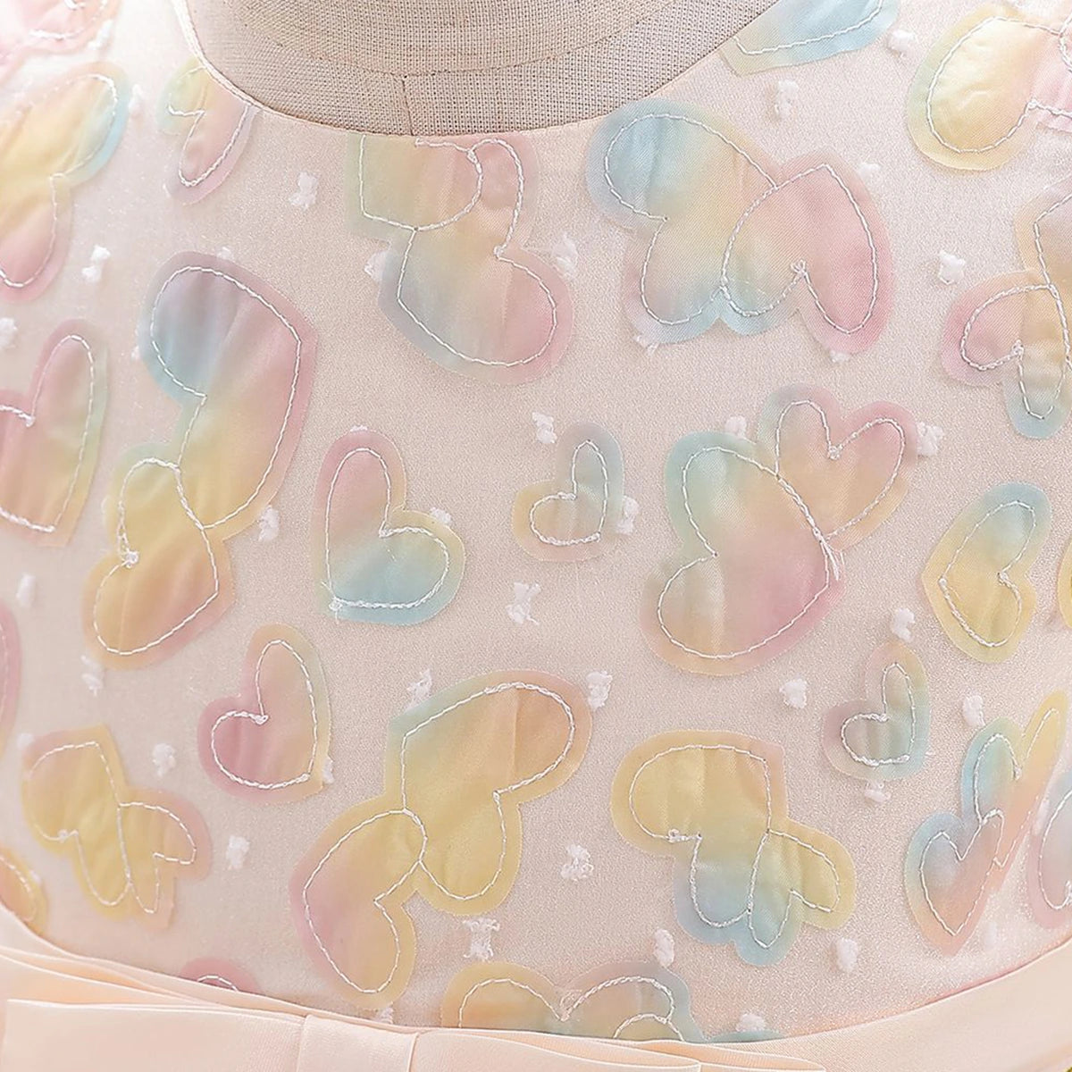 Girls Yellow Heart Applique Fit & Flare Party Wear Dress Party Dresses