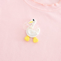 Girls Light Pink Applique T-Shirt With Denim Shorts Set 2 pc. Sets