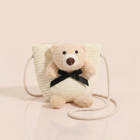 Girls White Teddy Bear Applique Sling Bag Sling Bags White Onesize