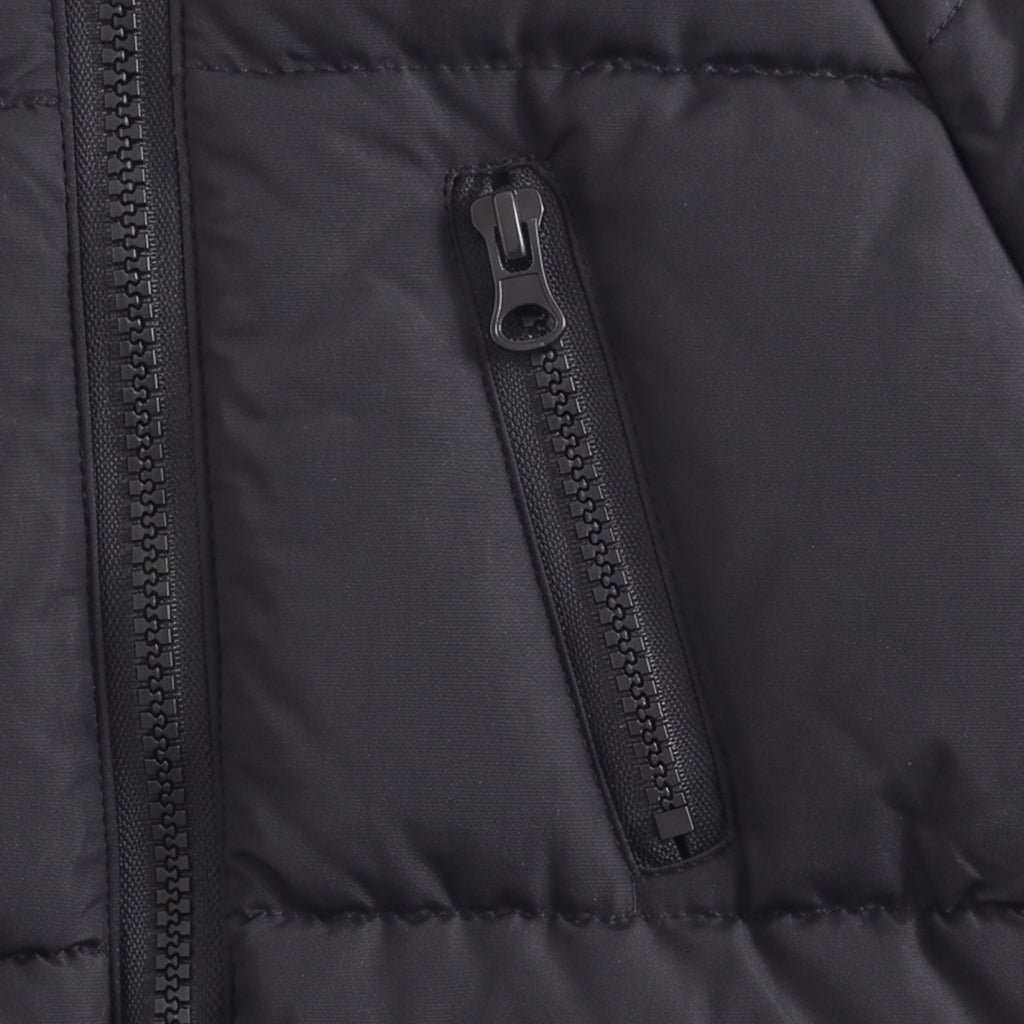 Boys Black Quilted Hooded Zip-up Jacket Coats & Jackets