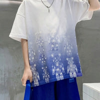 Boys Blue Bear Print Drop Shoulder T-Shirt With Jogger Sets Sets