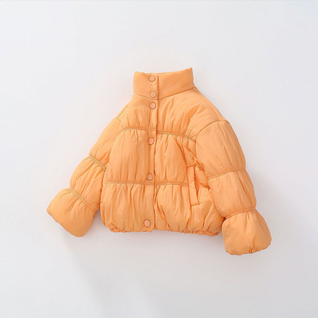 Girls Orange Solid Puffer Winter Jacket Coats & Jackets