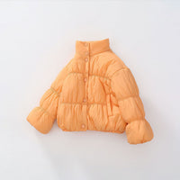 Girls Orange Solid Puffer Winter Jacket Coats & Jackets