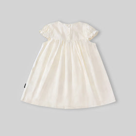 Girls Off-White Embroidered Puff Sleeve Fit & Flare Dress Casual Dresses