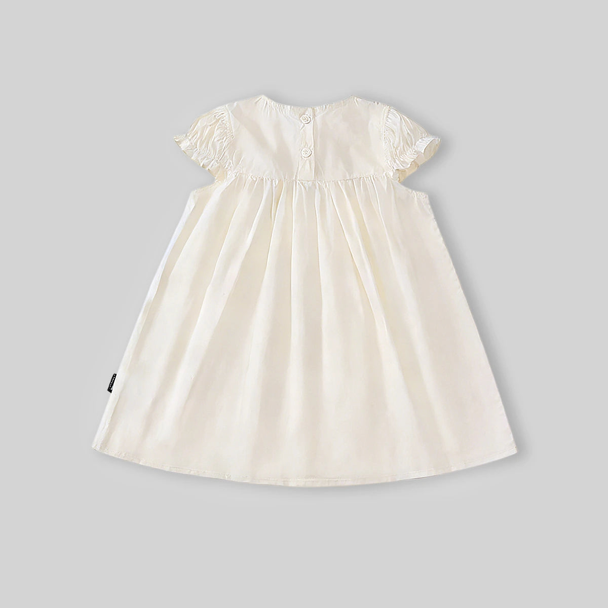 Girls Off-White Embroidered Puff Sleeve Fit & Flare Dress Casual Dresses
