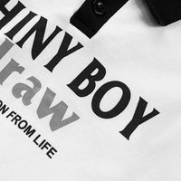 Boys White Typographic Printed Polo T-Shirt With Shorts Co-ord Sets Sets