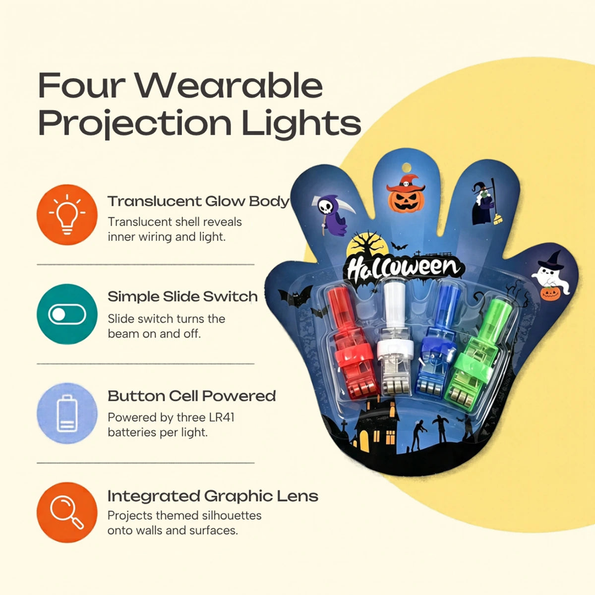 Halloween Finger Projection Lights - LED Projector for Kids Trending Accessories