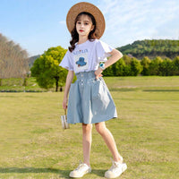 Girls Netflix Print T-Shirt With Denim Skirt Set 2 pc. Sets   