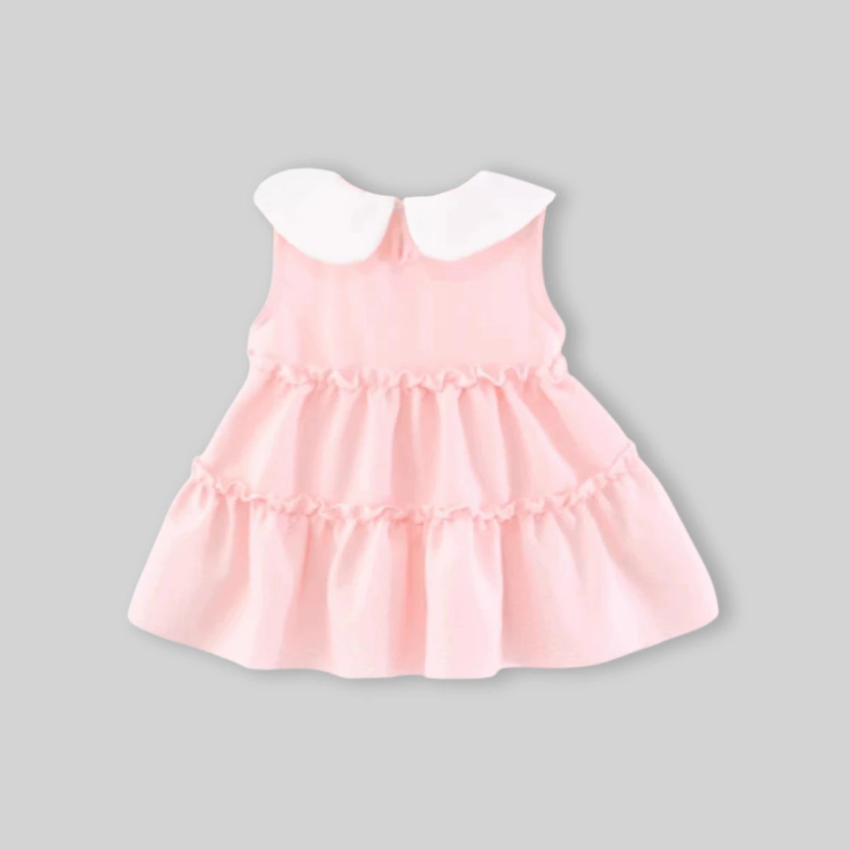 Girls Light Pink Tiered A-Line Dress With Bows Details Casual Dresses