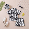 Boys Black Tropical Print Button-Down Shirt With Shorts & Hat Co-ord Sets Sets Black 2-3 Y