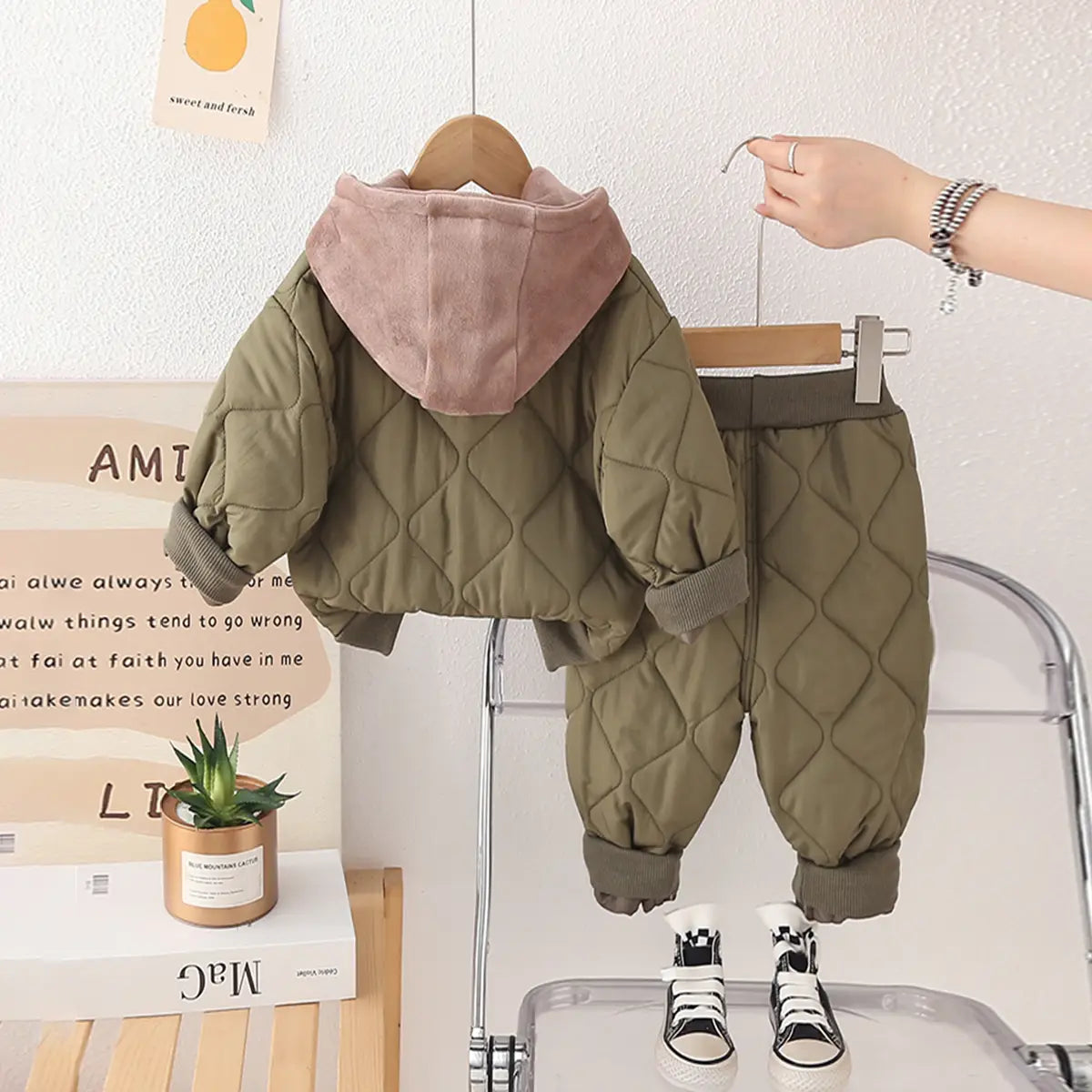 Boys Green Self-Design Jacket With Trouser Sets 2 pc. Sets