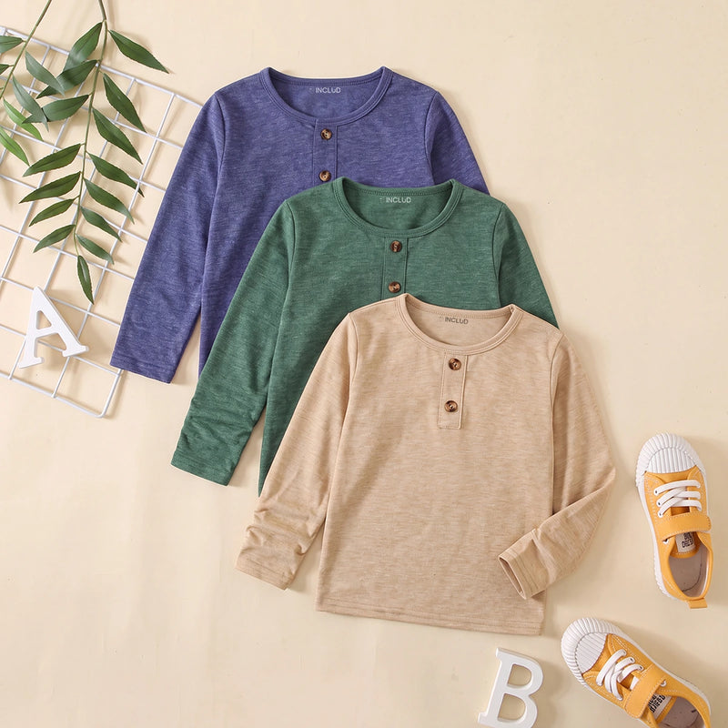 Boys Multicolour Long Sleeve T-Shirts Pack Of 3 Tshirts Multicolor 3-4 Y
