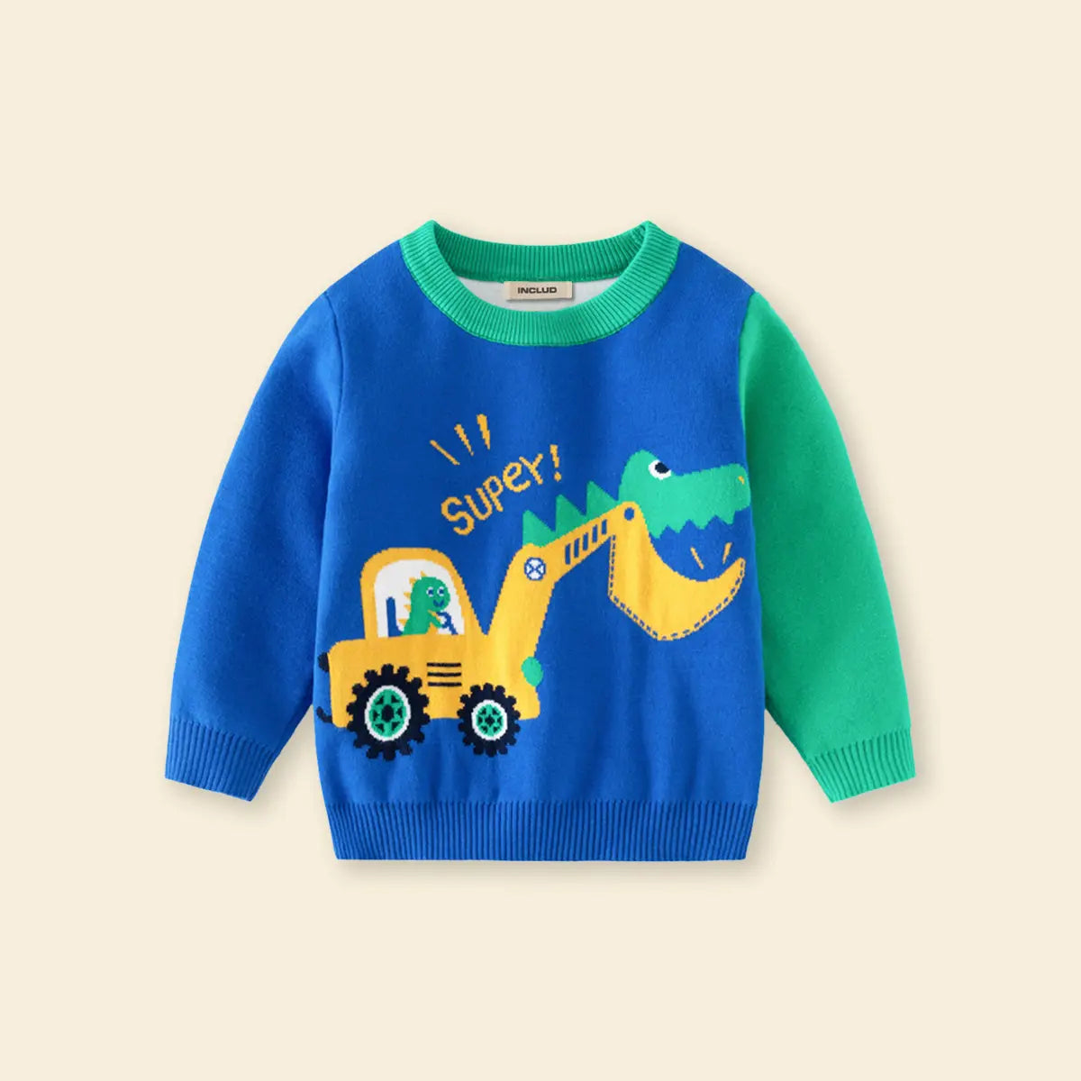 Boys Blue Long Sleeve Excavator Jacquard Sweater Sweaters & Cardigans