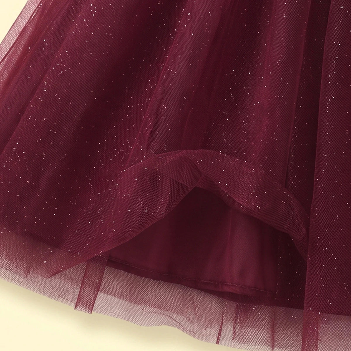 Girls Maroon Glitter Print Sleeveless Party Gown Party Dresses