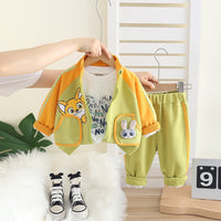 Boys Green Rabbit Printed Jacket With T-Shirt & Joggers Set Sets Green 1-2 Y