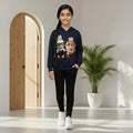 Girls Navy Blue Labubu Graphics Hoodie Sweatshirt Sweatshirts & Hoodies Navy Blue 2-3 Y
