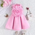 Girls Adorable Light Pink Sleeveless Dress with 3D Flower Embellishment Casual Dresses Light Pink 1-2 Y