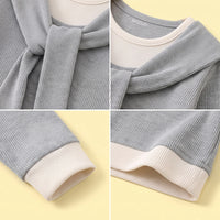 Girls Grey Ribbed Sailor Collar Overlay Top & Pants Co-ord Sets Sets