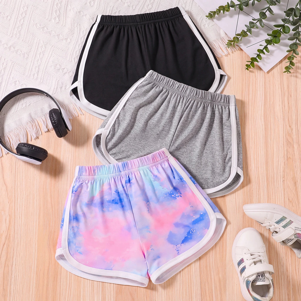 Girls Multicolour Tie & Dye Print Shorts Pack Of 3 Shorts Multicolor 3-4 Y