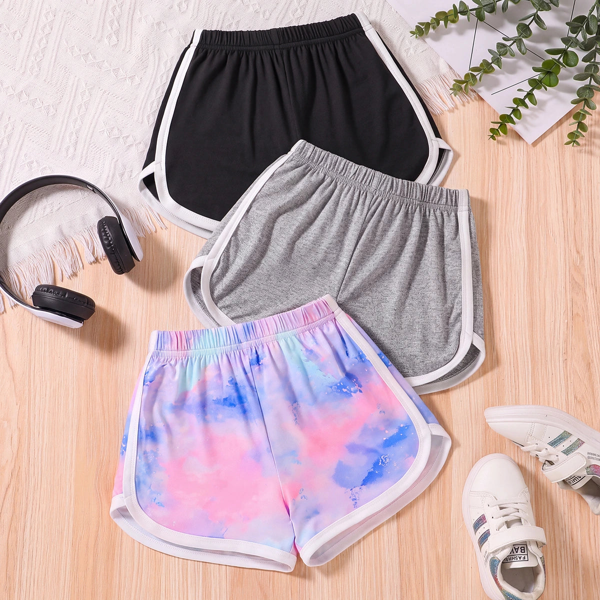 Girls Multicolour Tie & Dye Print Shorts Pack Of 3 Shorts Multicolor 3-4 Y