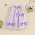 Girls Lavender Bow Detailed Sleeveless A-line Dress Casual Dresses Lavender 1-2 Y