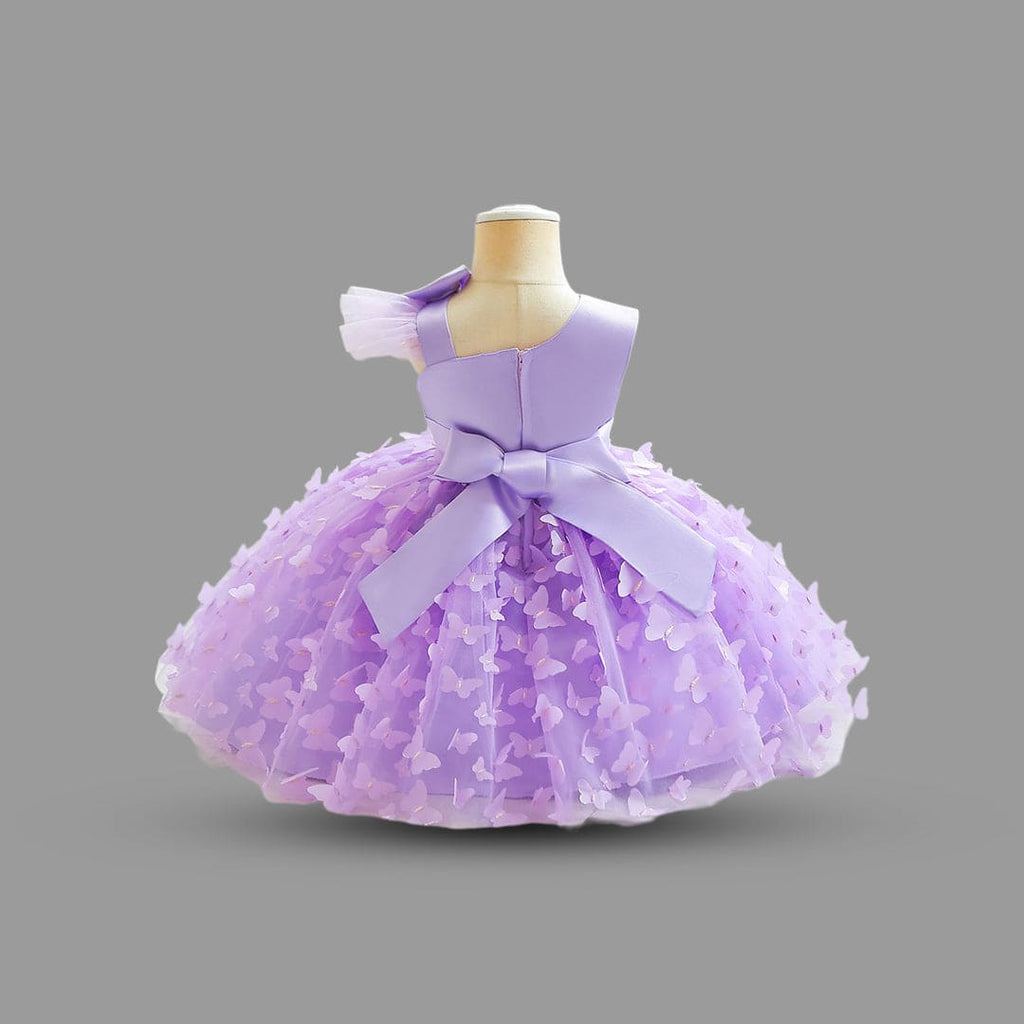 Girls Butterfly Applique Sleeveless Party Dress Party Dresses   