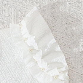 Girls White Textured Flutter Sleeve Top With Pleated Skirt Sets Sets