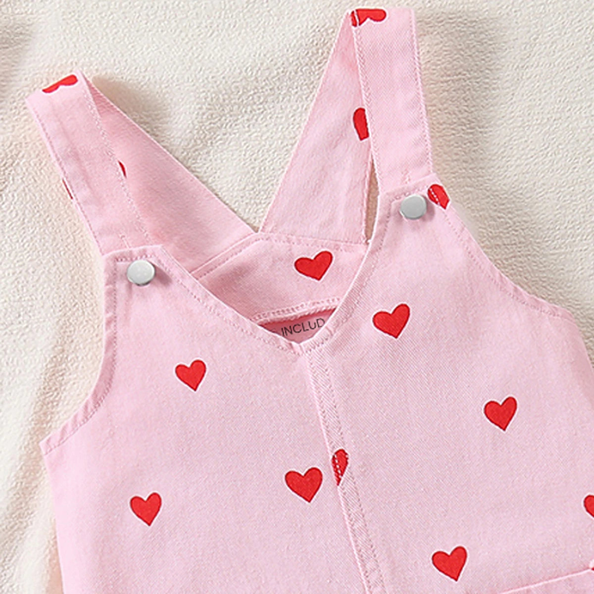Girls Light Pink Heart Print sleeveless Pinafore Dress Casual Dresses