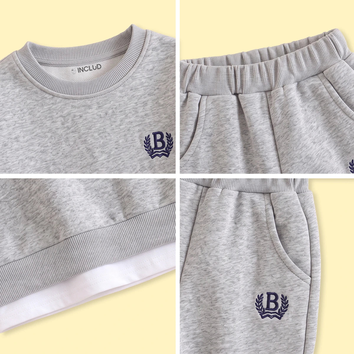 Boys Light Grey Embroidered Sweatshirt & Joggers Sets 2 pc. Sets