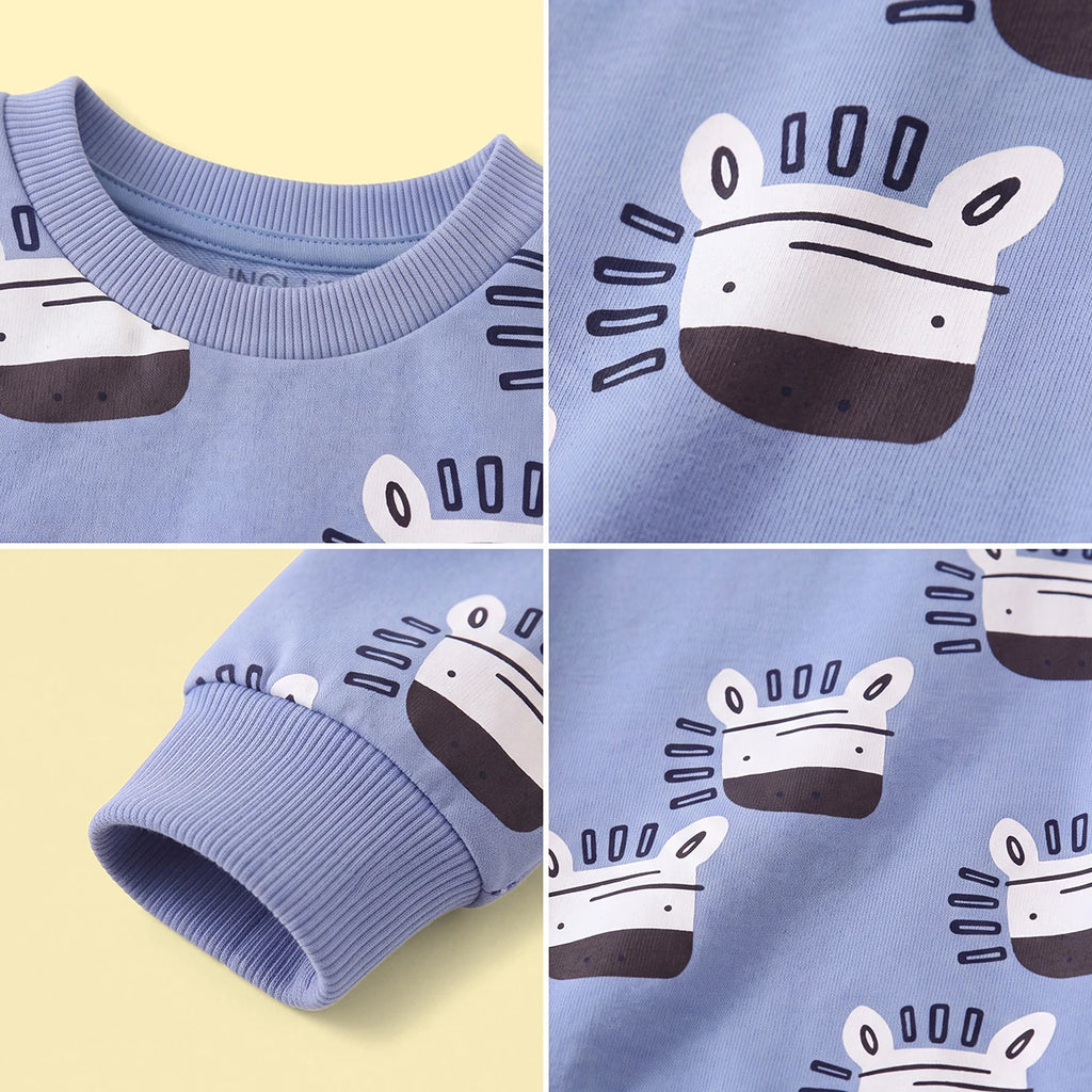 Boys Light Blue Graphic Round Neck Sweatshirt Sweatshirts & Hoodies
