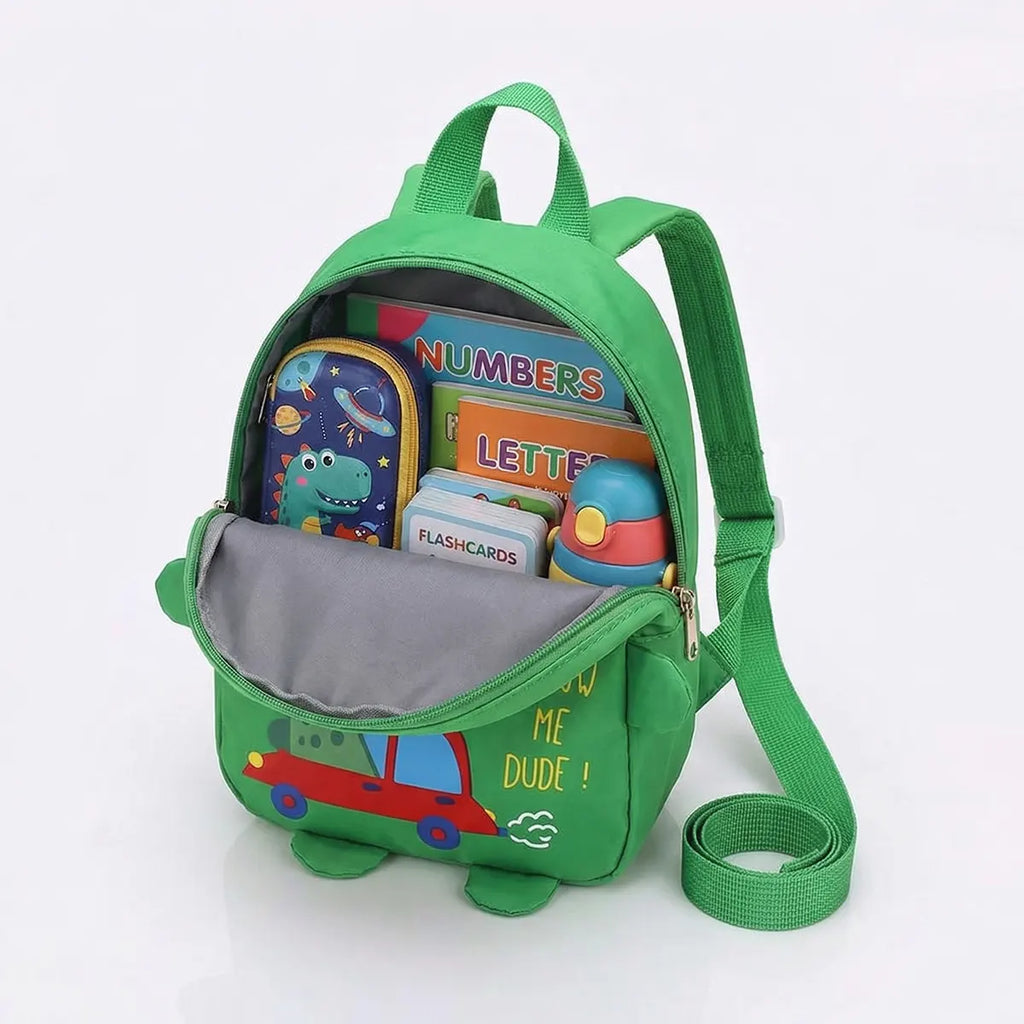 Kids Green Dinosaur-Theme Cotton School Backpack Trending Accessories