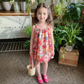 Girls Multicolor Floral Print Sleeveless Balloon Dress Casual Dresses Multicolor 1-2 Y