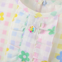 Girls Multicolor Floral Printed Ruffle Hem Drop-Waist Dress Casual Dresses