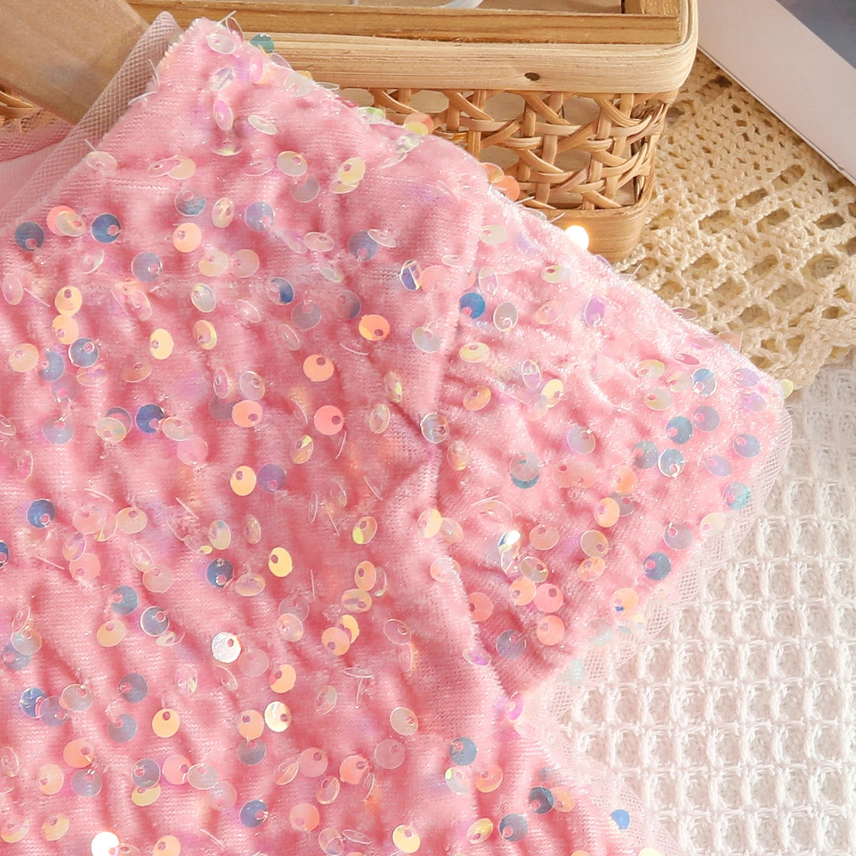 Girls Pink Sequin Embellished A-line Party Dress Party Dresses