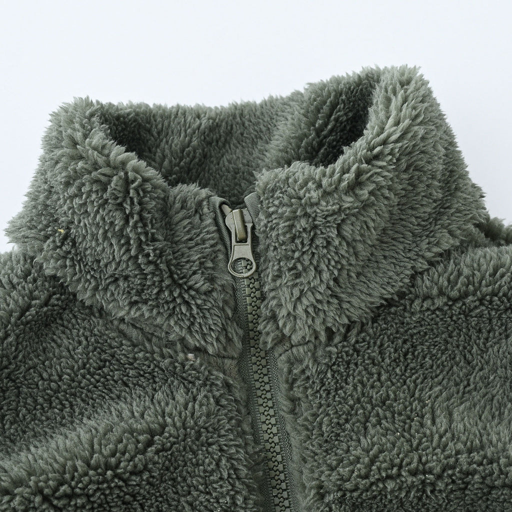 Girls Army Green Fleece Front Zipper Sleeveless Winter Jacket Coats & Jackets